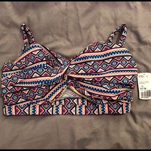 Aztec Print Cutout Plus Size Bikini Top